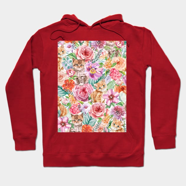 Kittens in flowers IV Hoodie by CatyArte